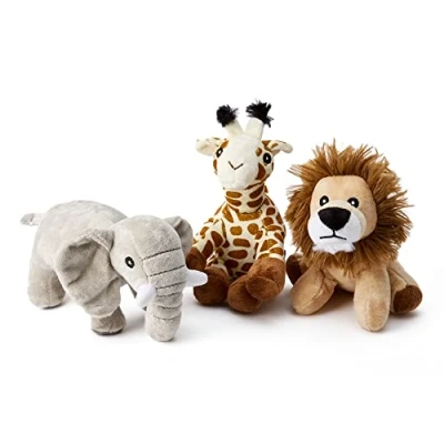 Image of Zappi Co x3 Triple Pack of Childrens Playful Soft Cuddly Plush Toy realistic life like (12 15CM/5 6 Inches) (Elephant + Giraffe +Lion)