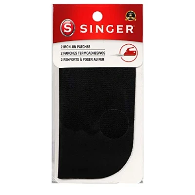Image of SINGER 00065 Iron On Patches for Clothing Repair, 5 inch by inch, 2 Count, Black