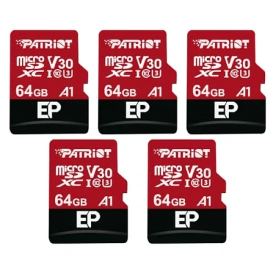 Image of Patriot 64GB A1 Micro SD Card for Android Phones and Tablets, 4K Video Recording PEF64GEP31MCX 5 Pack Retail