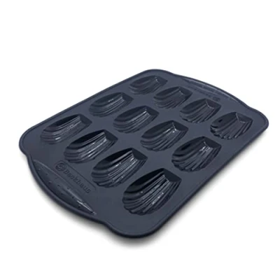 Image of Backhaus Madeleine Mould Non Stick Silicone Baking for 12 Madeleine, Muffins or Cupcakes Made of Platinum Black