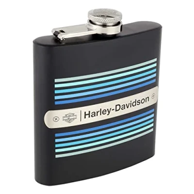 Image of Harley Davidson 2018 Tank Graphic 6 oz. Metal Hip Flask Black Finish