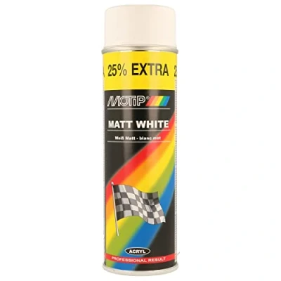 Image of Motip M04002 Aerosol Spray Paint, 500 ml, Matt White