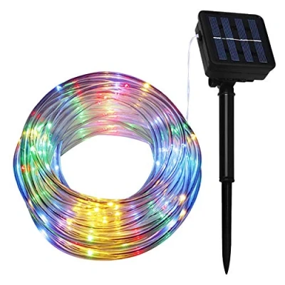 Image of Lamker 10M 100LED Fairy Rope String Lights Solar Outdoor Waterproof 8 Modes Multicoloured Dimmable Tube Light for Garden Patio Fence Yard Backyard Tree Wedding Christmas Party Lighting Decorative