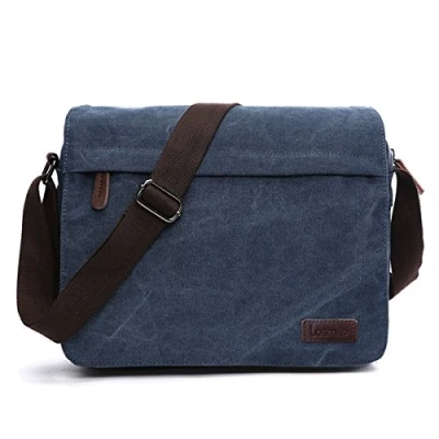 Image of LOSMILE Men&#039;s Messenger Bag, Canvas Shoulder Bags, 13.3&quot; Laptop Bags for Work and School,Cross Body Bags.(BLUE)