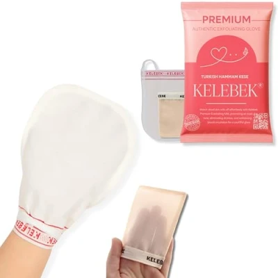 Image of Kese Body Exfoliating Scrub Peel, Turkish Bath Hamam Spa Mitt and %100 Natural Silk Face