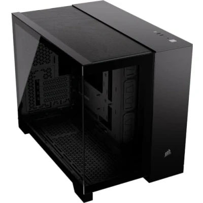 Image of CORSAIR 2500X Small Tower mATX Dual Chamber PC Case Panoramic Tempered Glass Reverse Connection Motherboard Compatible No Fans Included Black