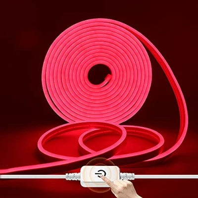 Image of HEGEHE Dimmable Neon LED Strip, 12 V 2835 Waterproof Diffusion Silicone Flex Strip Light Tube for Indoor Outdoor Use Home Kitchen DIY Decoration (Red, 3 m)