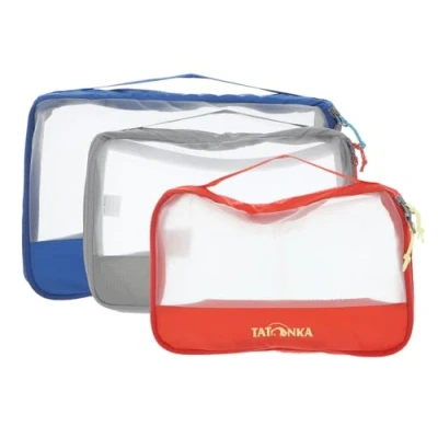 Image of Tatonka Mesh Bag Set (3 Pieces) Packing Cube Consisting of 3 Lightweight Bags in Different Sizes and Colours for Clear Travel Luggage Suitcase or Backpack