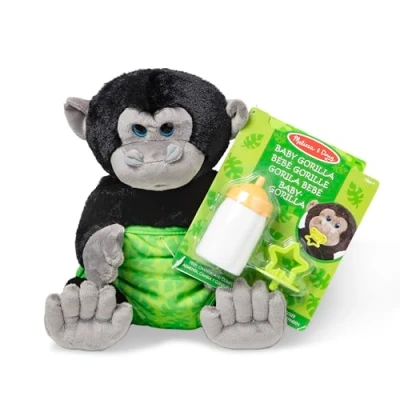 Image of Melissa &amp; Doug Baby Gorilla Stuffed Animal, Soft Toy, All Ages, Gift for Boy or Girl, Black