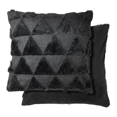 Image of Emma Barclay Nyla Soft Touch Geometric Tufted Cushion Cover (Black)