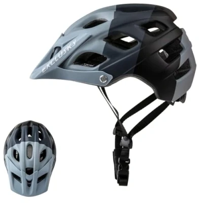 Image of Exclusky Mountain Bike Helmet, MTB Helmet Adult Lightweight Breathable Mens Cycling &amp; Road Bicycle Helmets for Men Women(black+gray)