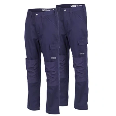 Image of JCB Mens Work Trousers Cargo Trouser Men Essential Workwear Twin Pack Navy 38