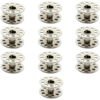 Image of Trucraft Universal Metal Sewing Machine Bobbins 15k Flat Pack of 10 for Singer Janome Brother Toyota