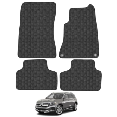 Image of 5mm Rubber Car Mats Compatible With Mercedes Glb (2021+) Tailored Fit Floor Set Accessory Custom Anti Slip Backing Heavy Duty Waterproof Easy Clean Durable All Weather Full Coverage