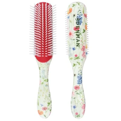 Image of Denman Original Curl Definer &amp; Styler 7 Row Hairbrush for Detangling, Separating, and Defining Curls, Curly D3 Wild Flowers