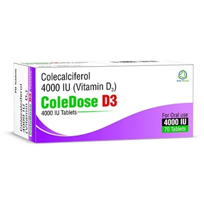 Image of Vitamin D 4000 IU Equivalent to 100 mcg ColeDose D3, Premium Easy Swallow 70 Tablets One a Day