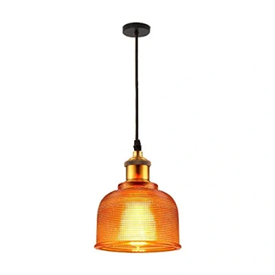 Image of FJROnline Vintage Colour Glass Pendant Light Shade Retro Chandelier Lampshade Hanging Ceiling (Orange)