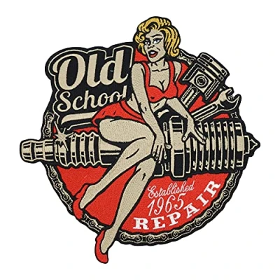 Image of Large Old School Repair Biker Back Patch to Iron on for Leather cowls Motorcycle Embroidery Patch, ironable Women Patches, Screws Men Badges Finally Home