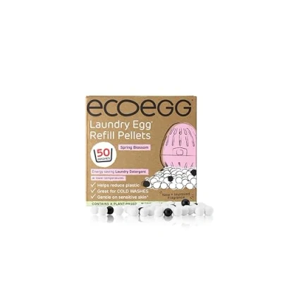 Image of Ecoegg Laundry Egg Refill Pellets Detergent and Fabric Softener Replacement Non bio no enzymes, chlorine bleaches, phosphates, parabens, SLS/SLES or palm oil 50 Washes Spring Blossom