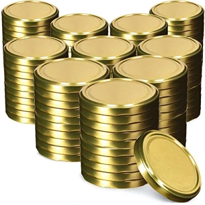 Image of KADAX Jar Lids Ø 82 mm, Secure Metal with Six Threads, Seals Replacement, Twist Off Closure for Pickling and Preserving (Gold, Set of 100)