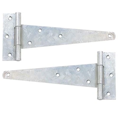 Image of 2X Galvanised 250mm/10&quot; Scotch Tee Hinges, Heavy Duty Gate/Shed Strap Pair
