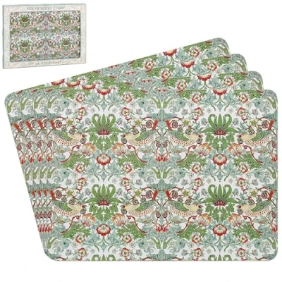 Image of Set of 4 Placemats William Morris&#039; Strawberry Thief (Green) Design