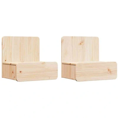 Image of vidaXL Wall mounted Bedside Table 2 pcs Brown 44 x 32.5 40 cm