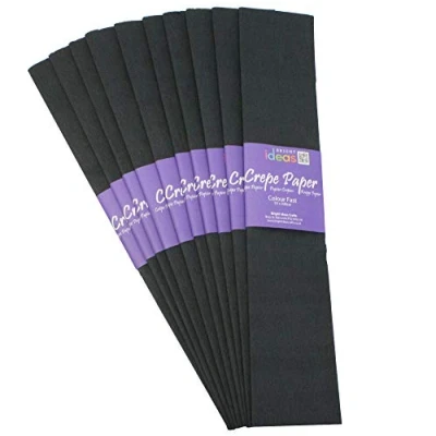 Image of Bright Ideas 10 Piece Folds Colourfast and Acid Free Flower Making Crepe Papers, Black, 50cm x 3m, BI2574x10