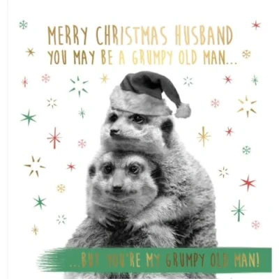 Image of Husband Christmas Card, Funny Card Husband, My Grumpy Old Man, Gold Foiled