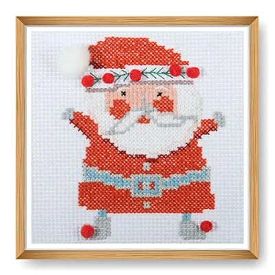 Image of Trimits Mini Counted Cross Stitch Kits, 13 x 13cm (5 5in), Santa