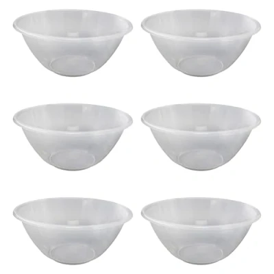 Image of ANGIX 15cm 6pk Clear Plastic Kitchen Mixing Bowl, Serving Bowl Lightweight, Easy to Clean, Multipurpose for Fruit, Vegetable, Salad White