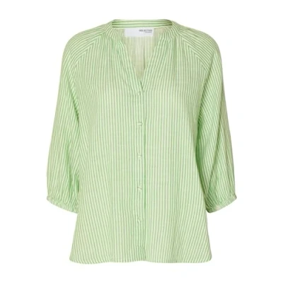 Image of SELECTED FEMME Women&#039;s Slfalberta 3/4 Stripe Shirt Noos Blouse, Snow White, 14
