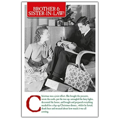 Image of Brother and Sister In Law Christmas Card, Funny Cards Law, Xmas Card For Them