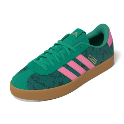 Image of adidas Women&#039;s VL 3.0 Shoes, Court Green/Bliss Pink/Gold met, 8 UK