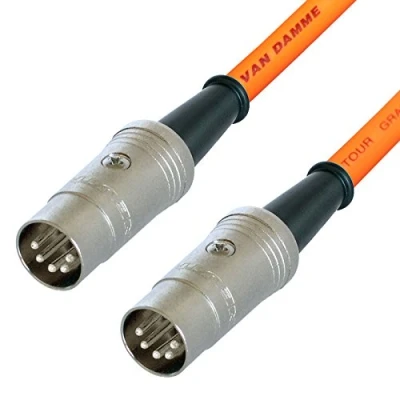 Image of Van Damme Midi Lead. 5 Pin Din PHANTOM POWER Synth, Interface, Foot Switch Cable (4m, Orange)