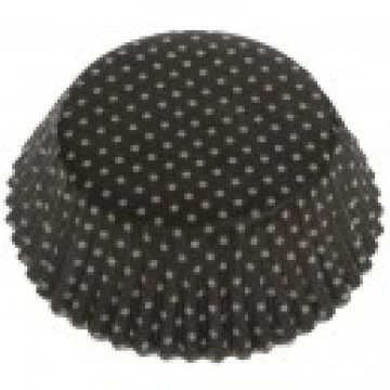 Image of 60x Eddingtons Large Baking Paper Cup Cake Cupcake Muffin Cases Brown White Dot