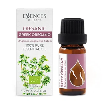 Image of Essences Bulgaria Organic Greek Oregano Essential Oil 10ml Origanum vulgare SSP. hirtum 100% Pure and Natural Undiluted Therapeutic Grade Family Owned Farm Steam Distilled Non GMO