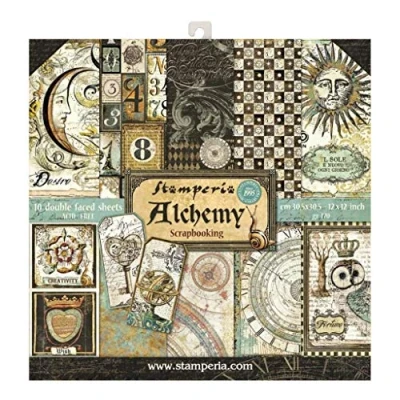 Image of Stamperia International KFT Scrapbooking Pad Alchemy, Paper, Multicoloured, 30.5 x (12&quot; 12&quot;)