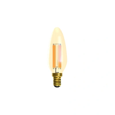 Image of BELL Lighting Pack of 1 x LED Filament Candle 3.3watt SES E14 Small Screw Cap Gold Very Warm Light Colour 2000k Dimmable Lightbulb