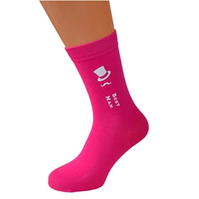 Image of Top Hat &amp; Moustache Mens Hot Pink Wedding Socks Adult Size UK 6 12 Euro 39 46 (Brides Father)