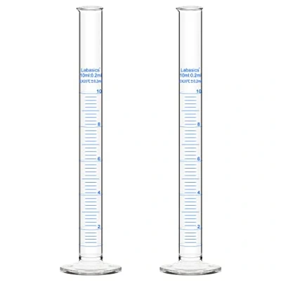 Image of Labasics 2 Pack 10 ml Borosilicate Glass Graduated Cylinder Measuring