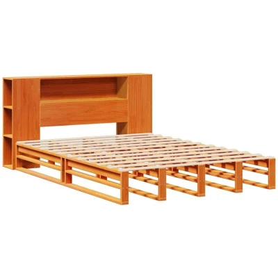 Image of vidaXL Bookcase Bed without Mattress Wax Brown 160x200 cm Solid Wood
