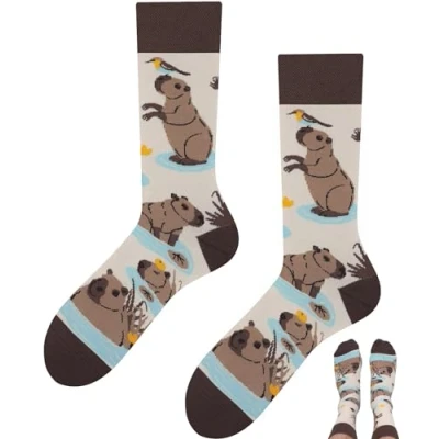 Image of TODO Funny socks with motif for men and women fun cool colourful, multicoloured, crazy, capybara socks, 2.5/5