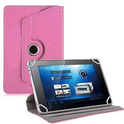 Image of 360 Universal Leather Case Cover Flip Stand Wallet Holder for 7 inch to 8 8.5 Tablet PC Pad (Pink)