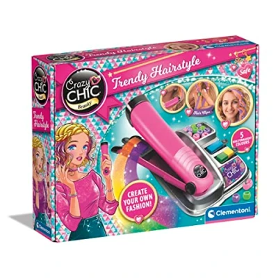 Image of Clementoni Crazy Chic Trendy Hair Colouring Kit: Washable Chalk, Arts &amp; Crafts for Kids (6+ Years)
