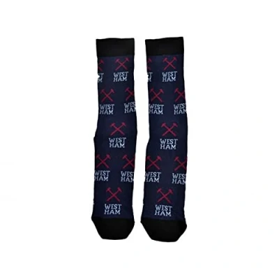 Image of WEST HAM UNITED ALL OVER PRINT SOCKS SIZE 8 TO 11 UK NAVY