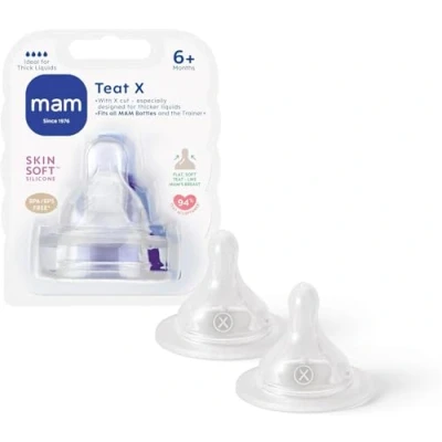 Image of MAM Cross Cut Teats, Suitable for 6+ Months, Bottle Teats with SkinSoft Silicone, Fits all Baby Bottles, Feeding Essentials, Pack of 2