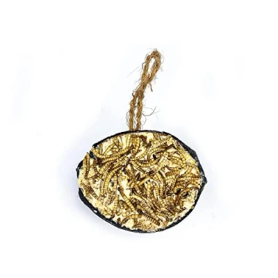 Image of Chubby Suet Half Filled Coconuts Topped with Mealworms, Bird Feeder Coconut Halves, for Wild Birds, Shell Birds Food, Blackbirds, Woodpeckers, Starlings &amp; Sparrows (1 Pack)