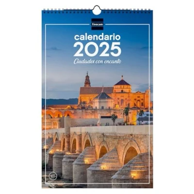 Image of Finocam Calendar Pictures of Spiral Wall to Write 2025 Month View January December (12 months) Cities Spanish