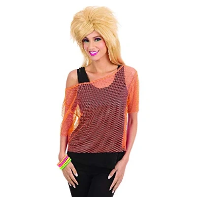 Image of Bristol Novelty AC855 Neon Mesh Top For Women Pink Females, Size 10 14